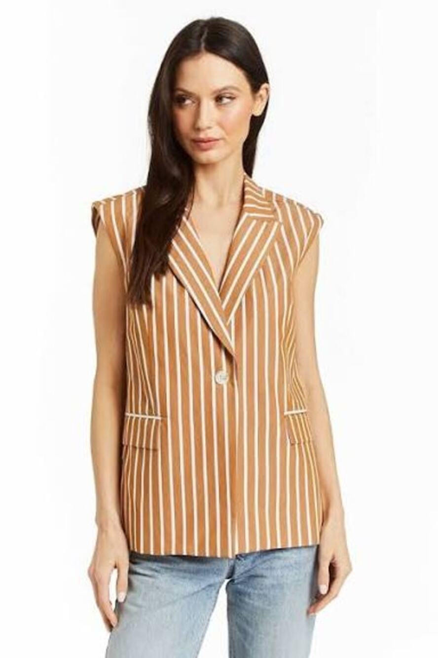 DREW Brooke Sleeveless 1 Button Vest in Coffee Tan M NWT Coastal Quiet Luxury